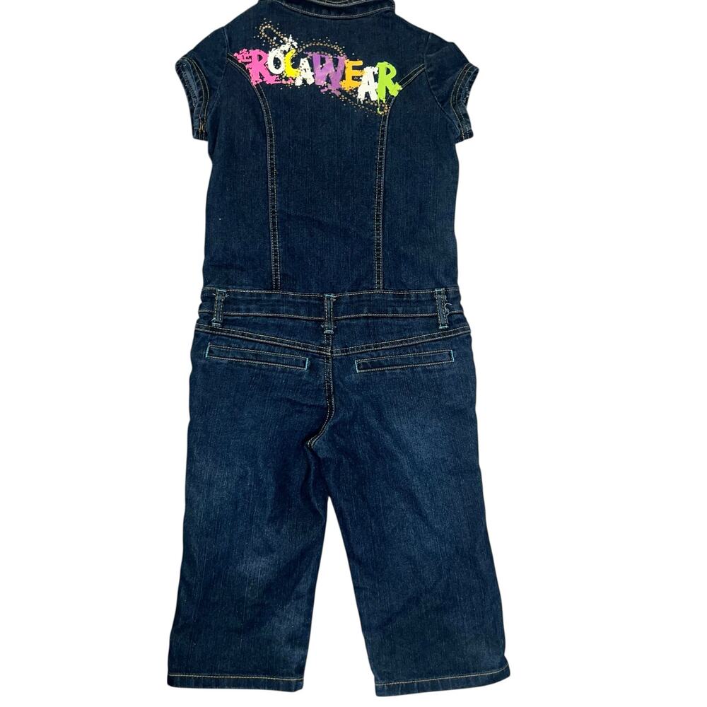Rocawear vintage Y2K denim jean graphic jumpsuit girls size 8/10 hip hop
